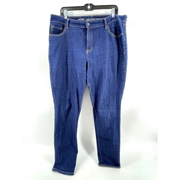 Old Navy Super Skinny Mid-Rise Women's Jeans Size 16 Regular Dark Wash Stretch - Picture 2 of 12